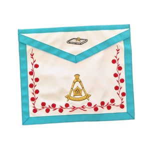 Delantal del Rito Escocés de 14.º Grado, Bordes Blancos y Azul Cielo, Opción de Colores Personalizados con Cualquier Diseño que Solicite - Product Image 1