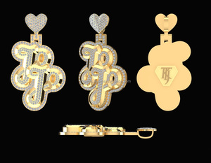 Factory Customized Yellow Gold Rhodium Plated <b>Iced</b> Diamond Pendant IGI Certified VVS Diamond Cuban <b>Chain</b> 3D Custom Name Hip Hop - Product Image 2