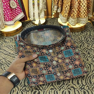 Festival Wear <b>Silk</b> With Print <b>Kurta</b> Pajama World Wide Exporter And Supplier From Surat At Lowest Rate - Product Image 1