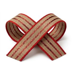 Cinta de Yute Natural de 25 mm de Neelkamal Industries con Franja Metálica Roja, Cinta Decorativa de Arpillera para Envolver Regalos y Empaquetar - Product Image 2