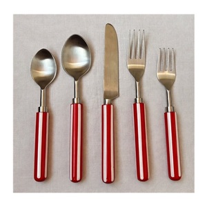 Factory Wholesale Flatware Set With Resin <b>Handle</b> Silverware Spoon Fork <b>Knife</b> 5 Pcs Cutlery For Home Hotel Wedding Place Setting - Product Image 2