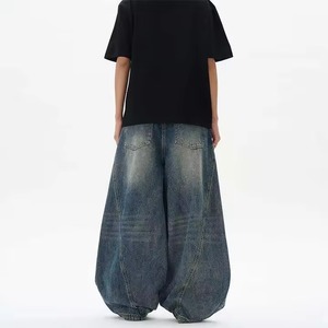 Venta al por Mayor de Jeans MUJIAN de Alta Calidad, Estilo Vintage, Pierna Recta y Ancha, Tallas Grandes, Unisex, Corte Holgado, Estilo Hip Hop y Urbano - Product Image 4