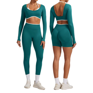 Leggings de Yoga Sin Costuras de Alta Calidad para Mujer, Conjunto de 2 Piezas, Transpirables, de Spandex/Nailon, para Ejercicio Físico - Product Image 1
