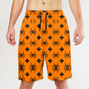 Short de bain décontracté pour homme, blanc avec imprimé flamme rouge, séchage rapide, cordon de serrage, longueur courte - Product Image 5