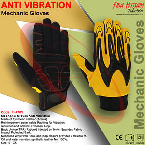 Guantes de seguridad de protección contra impactos en guantes de cuero sintético de Pakistán para campos de petróleo y gas Guantes mecánicos antivibración - Product Image 6