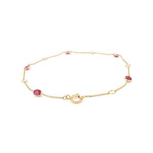 18K Gold Oval <b>Ruby</b> Diamond Charm <b>Bracelet</b> - Product Image 6