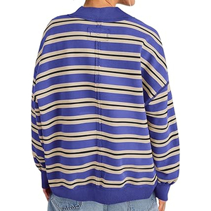 Sweat-shirt à col roulé pour femme, col rond, couleur unie, manches longues, tricoté en coton et fibre de bambou, respirant, pour l'automne - Product Image 6