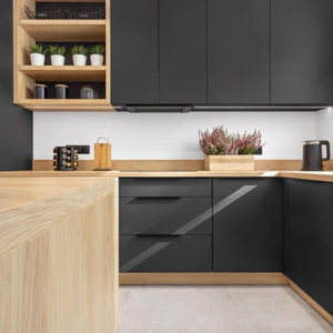 Gabinetes de Cocina Modernos de Melamina Personalizados JY Project, Color Madera, para Hoteles, Villas, Uso Comercial, Gabinetes Modulares - Product Image 3