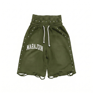 Pantalones Cortos Bermuda de Algodón para Hombre Marajdin, con Doble Cintura Ajustable, Decoración con Remaches, Estilo Casual - Product Image 4