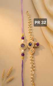 Designer <b>Couple</b> Rakhi <b>Bracelet</b> Set Pearl Stone Bhai Bhabhi Raksha Bandhan Traditional Festival Gift for Family Handmade Ethnic - Product Image 6