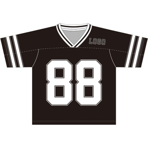 Maillot de football personnalisable pour homme, noir, col en V, manches courtes, polyester anti-humidité, taille adulte - Product Image 1
