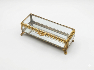 Vintage Elegance Brass and Glass Jewelry <b>Box</b> with Necklace Storage for Keeping <b>Treasures</b> Safe - Product Image 3