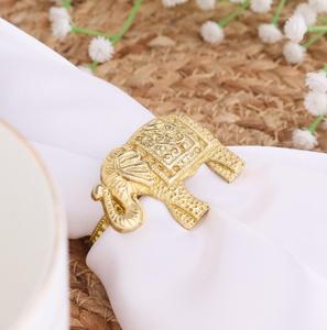Golden <b>Elephant</b> Shape Napkin Rings Brass <b>Table</b> Decoration Accessory for Wedding Oriental Design Durable 4.5cm Width - Product Image 3