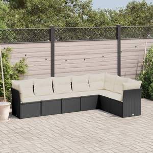 Ensemble de canapés de jardin modulaires en rotin PE noir, 7 pièces - Product Image 1