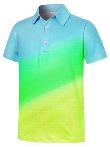 Gradient Color Short Sleeve <b>Classic</b> Style Men's Wear Polo Shirt Breathable Knitted Regular Fit Casual Style Digital Printing - Product Image 1