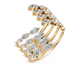 Luxury <b>Gold</b> Plated <b>Cocktail</b> <b>Ring</b> With Marquise Cut Diamond For Women Party Jewelry - Product Image 2