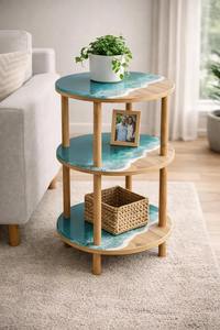 Table à manger en bois massif et résine époxy de qualité supérieure, de style luxueux, pour la maison et la décoration, en provenance d'Inde - Product Image 2