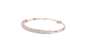 Luxury Rose Gold Round Stone Open <b>Bangle</b> <b>Bracelet</b> for Women Adjustable Chain Wedding Party Fashion Jewelry Gift - Product Image 2