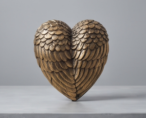 Boîte de rangement élégante en métal doré antique avec ailes d'ange et cœur, pour fruits secs et dates, organisateur de table - Product Image 1