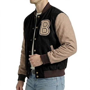 Chaqueta Varsity Unisex Marrón, Exterior de Lana/Viscosa, Forro de Poliéster/Algodón, Forro Polar, Estampado Digital, Ropa Casual de Invierno, Corte Regular - Product Image 4