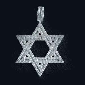 Pendentif Hexagonal en Moissanite, Breloque Étoile de David, Collier en Zircon Cubique Taille Baguette, Bijoux - Product Image 2