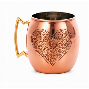 Mug à Moscow Mule en cuivre embossé fait main, tasse à bière en cuivre pur avec motif floral gravé et poignée en laiton vintage - Product Image 3
