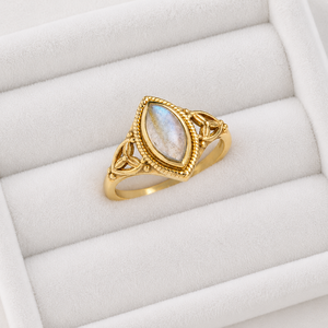 Natural <b>Labradorite</b> Marquise Brass <b>Ring</b> Modern Celtic Filigree Shopping Handmade Elegant Jewelry for Women - Product Image 6