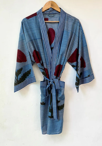 Bata Kimono con Estampado de Dibujos Animados para Mujer, Suave y Transpirable, de Algodón, para Verano, Hecha a Mano, ODM, Cuello en V, Cintura Elástica, Camisón - Product Image 5