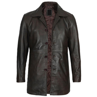 Manteau en cuir véritable pour homme, coupe ajustée, imperméable, respirant, écologique, style blazer, tissé, personnalisé, pour l'hiver
