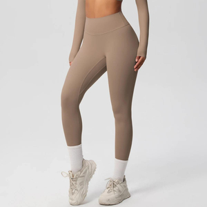 Leggings Deportivos de Cintura Alta, Flexibles, de Mezcla de Algodón, Sin Costuras, con Control de Abdomen, para Yoga y Ejercicio, para Mujer, Tendencia Actual - Product Image 5