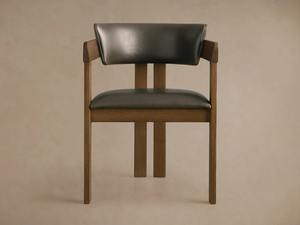 Chaise de salle à manger ergonomique en teck massif de luxe avec coussin en cuir véritable, chaise de salle à manger moderne pour café et restaurant en plein air - Product Image 6