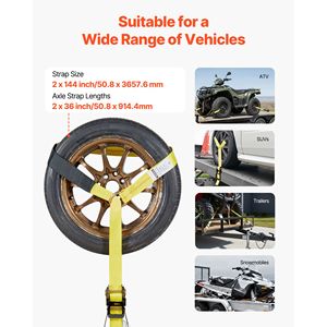 Kit Bloccaruote con Gancio a Molla E-Track e Cinghia di Fissaggio per Pneumatici Auto e Rimorchio, Resistenza alla Rottura 10009 Libbre - Product Image 4