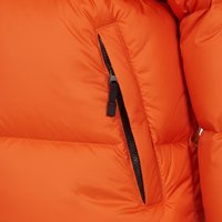 Manteau d'hiver orange pour homme, col montant, fermeture éclair, épais, décontracté, couleur unie, coupe classique, en polyester, vente en gros