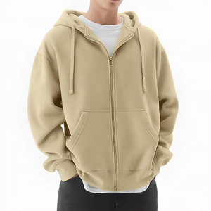 Sudadera con capucha de forro polar para hombre, holgada, extragrande, con cremallera completa, gruesa y cálida para invierno - Product Image 1