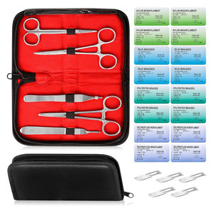 Kit de pratique de suture en acier inoxydable de 28 pièces avec sutures d'entraînement codées par couleur, 4 tailles 2/0-5/0, instruments chirurgicaux réutilisables - Product Image 1