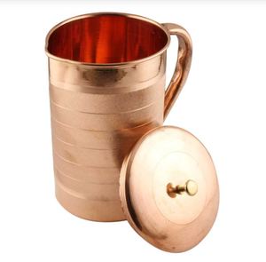 Juego de jarras de cobre para decoración del hogar de inspiración hereditaria, juego de metal para servir agua con vasos, duradero, reutilizable, para cocina y comedor. - Product Image 3