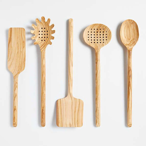 Ensemble d'ustensiles de cuisine en bois de qualité supérieure, cuillères et spatules antiadhésives, écologiques, fabriquées à la main, pour un usage domestique, meilleur prix - Product Image 4