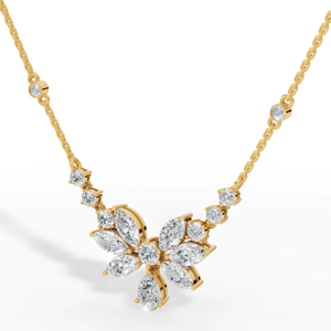 จี้เพชรทรงหยดน้ำและทรงมาร์คีส์ 14K ทองคำ พร้อมเพชรทรงกลมเพาะเลี้ยงในห้องปฏิบัติการ |   เครื่องประดับอัญมณีชั้นสูง |   ของขวัญแต่งงานสุดหรูสำหรับผู้หญิง - Product Image 4