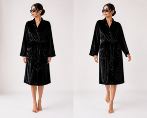 Chemise de nuit longue en velours pour femme, col en V, fermeture à cordon, manches longues, douce, écologique, respirante, vêtements de nuit chauds pour l'hiver - Product Image 1