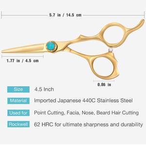 Tijeras de Peluquería Profesionales de Titanio Color Dorado, Cuchillas Afiladas, Tijeras para Salón de Belleza, Tijeras para Peluqueros Diestros - Product Image 6