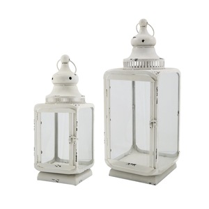 Wholesale White Distressed Finish Metal Candle Holder Lanterns Unique Shape <b>Top</b> Design Lantern - Product Image 4