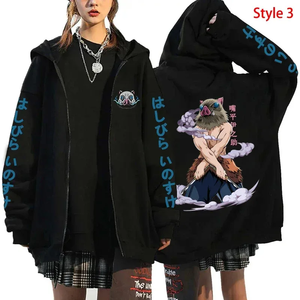 Sweat-shirts à capuche zippés imprimés anime tendance pour femmes et hommes, sweat-shirts à manches longues à capuche avec fermeture éclair, style mode et personnalité - Product Image 4