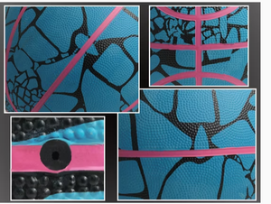 Balón de Baloncesto de PU con Patrón Agrietado Azul, Tamaño 7, con Cámara de Butilo Resistente, para Entrenamiento en Interiores, para Niños y Adultos - Product Image 6