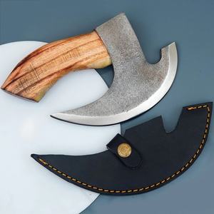 Coupe-pizza artisanal en forme de hache, en acier inoxydable, avec manche en bois, outil de découpe de pizza pour la cuisine, coupe-pizza pour restaurant - Product Image 1