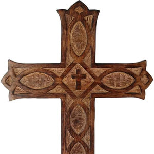 Croix murale en bois faite à la main de Jésus-Christ, Jésus cloué sur la croix, crucifix mural en résine - Product Image 1