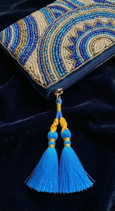 Decoración de Borlas Tejidas Azules y Amarillas con Cuentas para Colgar en el Hogar, Estilo Bohemio, Adorno para Sala de Estar - Product Image 3