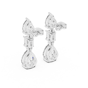 ต่างหูเงินแท้ทรงหยดน้ำประดับมอสซาไนต์ทรงลูกแพร์สามเม็ด ชุบทองคำขาว 18K รับรองโดย IGI สำหรับงานฉลองครบรอบ - Product Image 4