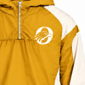 Mens Mustard <b>Yellow</b> Neutral Contrast Windbreaker <b>Hoodie</b> Lightweight Quarter Zip Pullover Casual Outdoor Training Jacket - Product Image 5