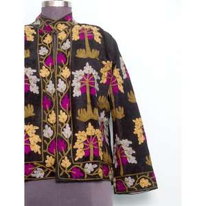 Chaqueta de algodón cotrize hecha a mano, ecológica, de estilo playero, para invierno, informal, para mujer, con cierre de botones y bordado floral. - Product Image 2