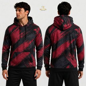 Sudadera con Capucha de Forro Polar Sublimado con Estampado de Grafiti Negro y Dorado, Ropa Urbana de Invierno - Product Image 6